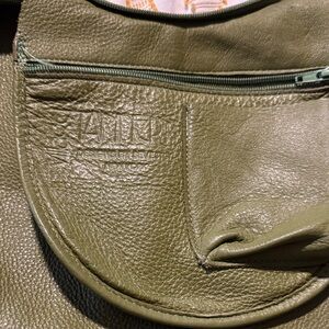 Zatchels Olive Green Leather Crossbody Bag